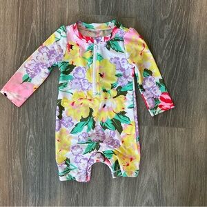Baby Gap One Piece Floral Rash Guard Suit (6-12M)